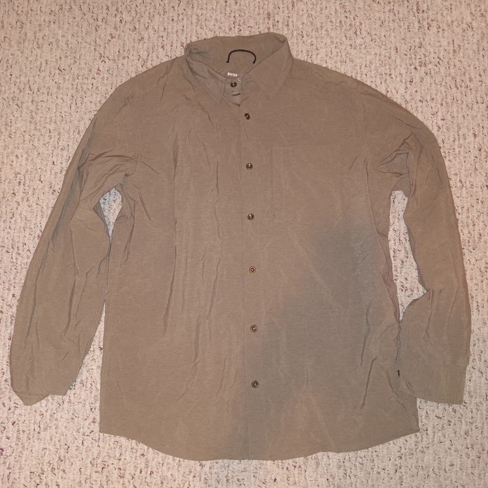 Swiss Tech Men's Casual Tan Button Down Shirt